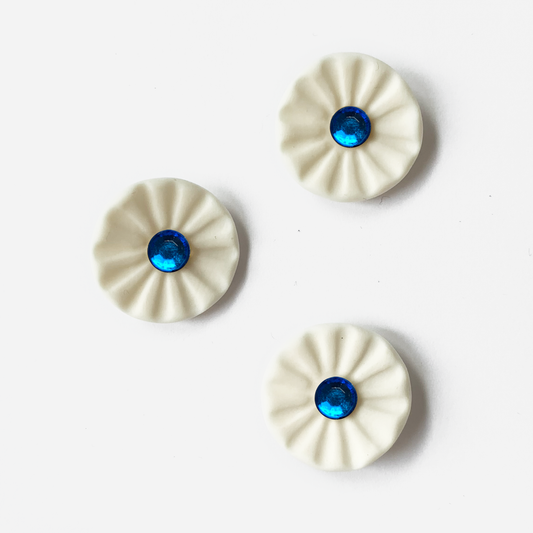 Ivory & Sapphire - Porcelain Bling Buttons
